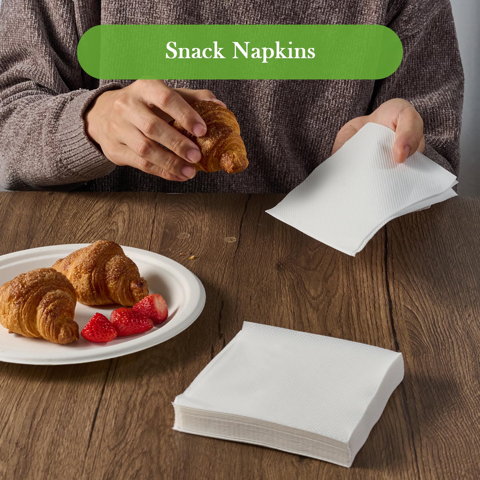 ECOLipak Servilletas de almuerzo a granel, 1000 servilletas de papel para uso diario, plegadas de 4.9 x 4.9 pulgadas, 2 capas suaves y absorbentes para cenas, reuniones, bares, restaurantes (9.8 x 9.8