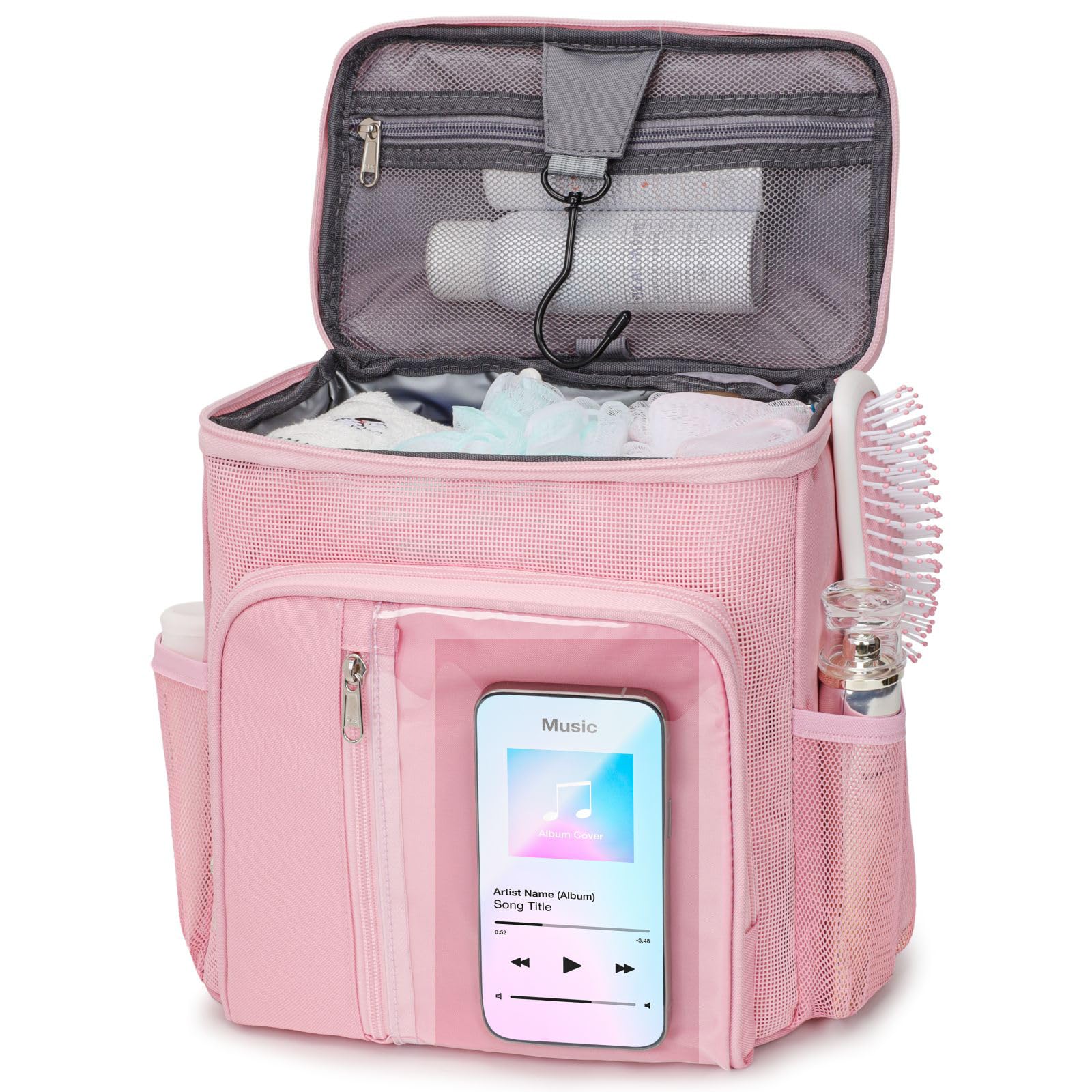 F-color Shower Caddy Dorm - College Dorm Essentials for Guys with Hooks, Quick-Dry Shower Caddy Portable for Travel Essentials, Water-Resistant with