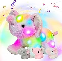 Vista 19 de Hopearl Unicornio de peluche musical LED con juego de luces, canta y da calma, unicornio mamá con 3 unicornios bebés en su barriga, canciones