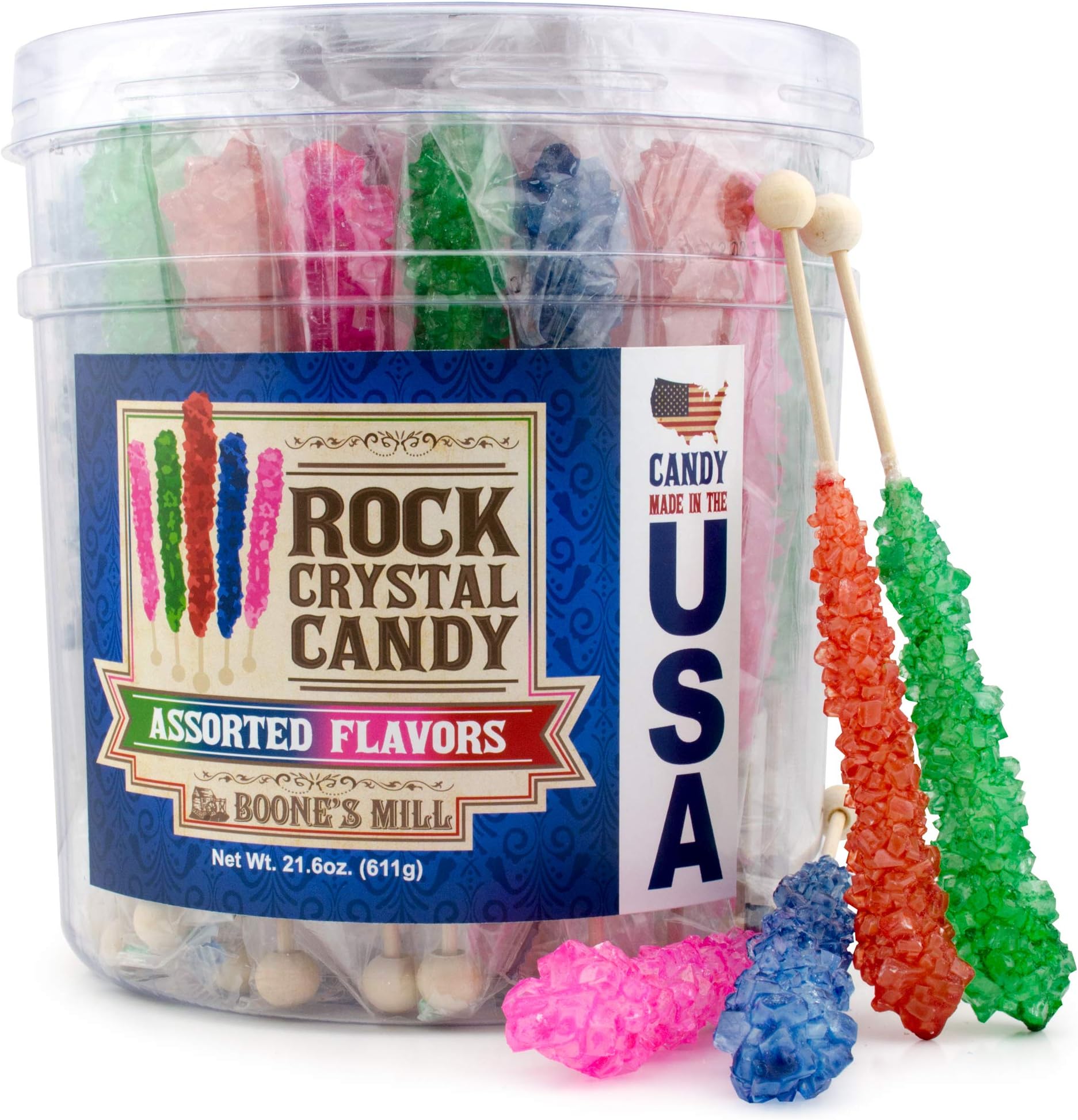 XL Rock Crystal Candy Sticks | Assorted Flavors | 36 Count