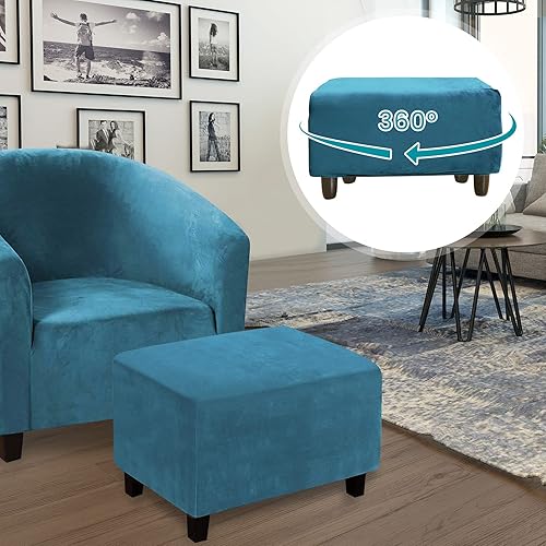 Miniatura 5 de cjc Funda otomana rectangular, de terciopelo, otomana, para reposapiés, rectangular, funda de almacenamiento extraíble, protector de muebles suave,