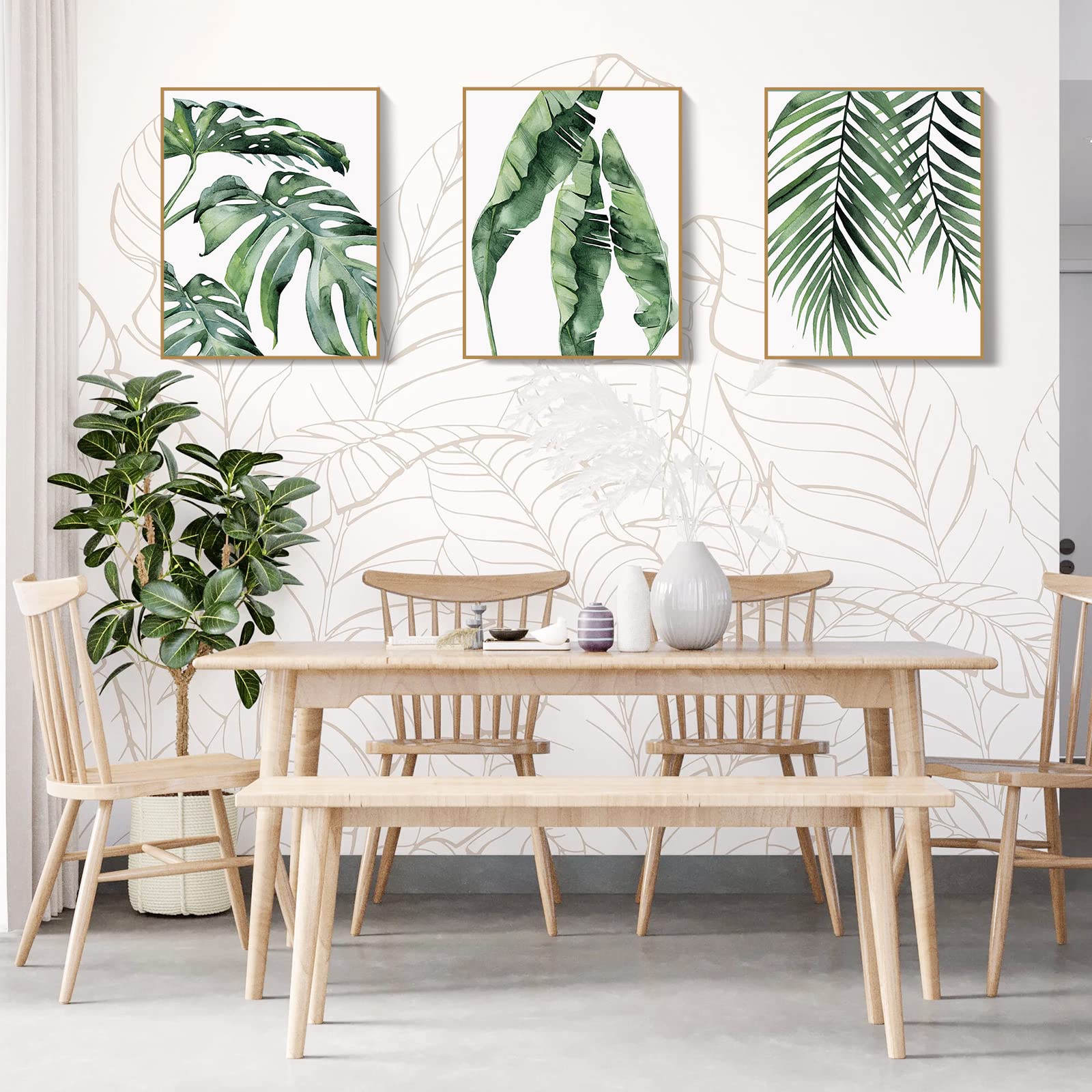 Induslyfe Set di 6 stampe artistiche da parete con cornice verde salvia botanica, stampa artistica da parete con poster arte moderna, estetica floreale da parete per bagno, camera da letto, soggiorno