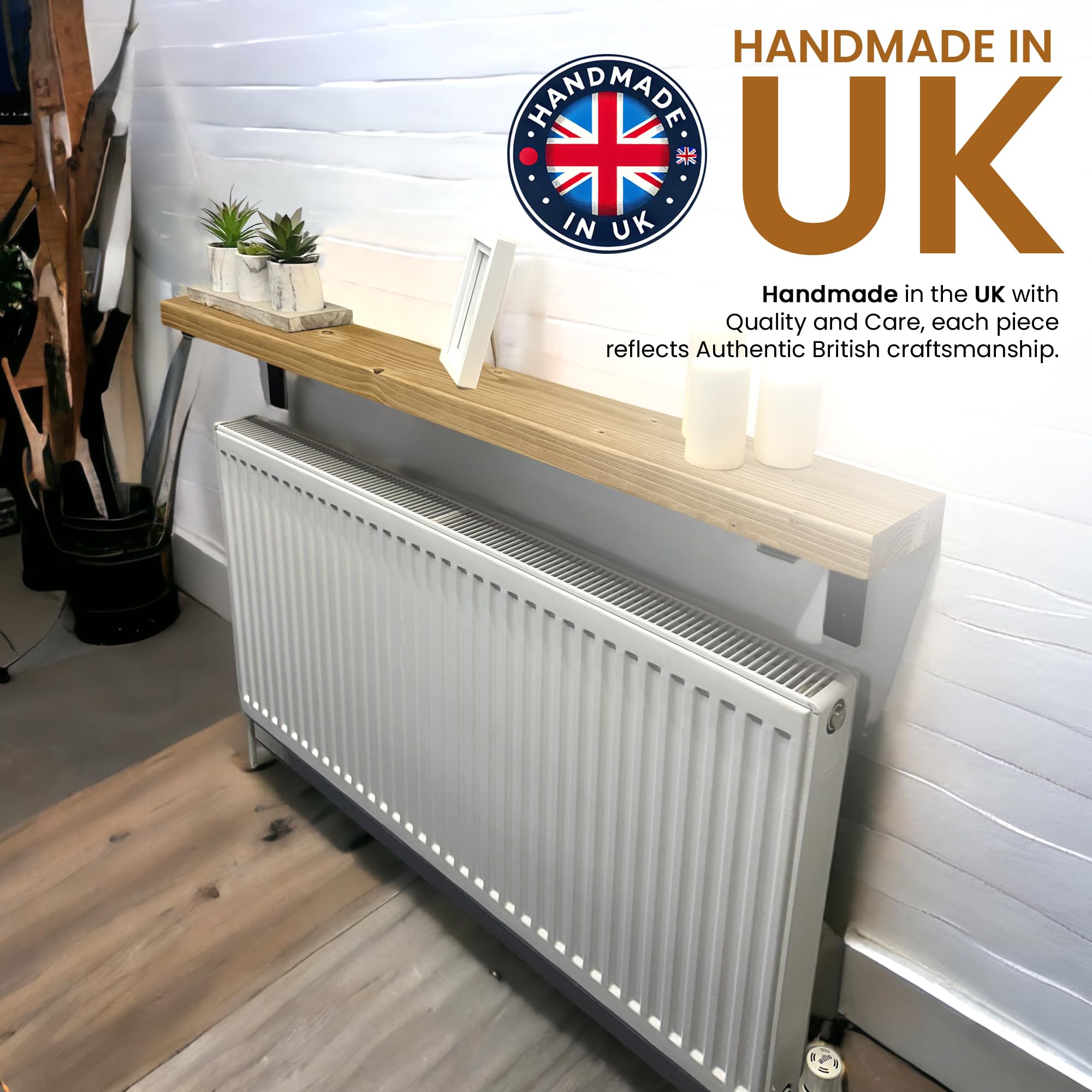 Slim Radiator Shelf Tudor Oak MKGT Handmade Solid Wood Radiator Shelf ...