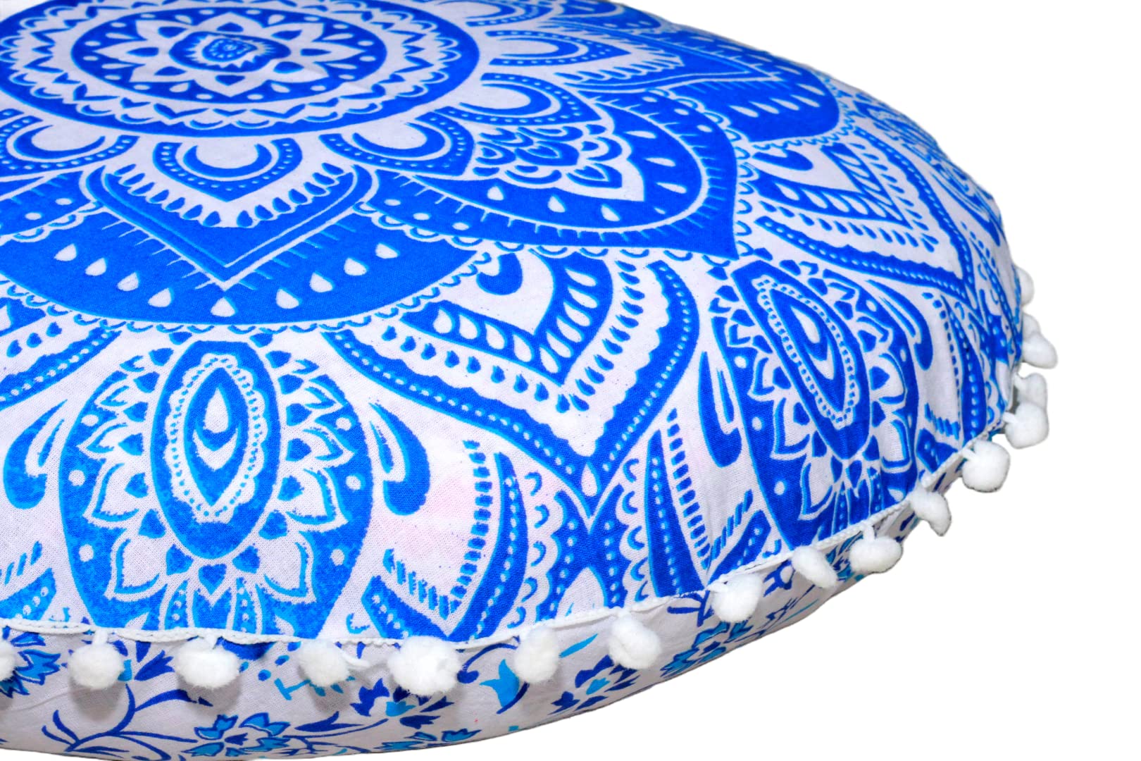 CRAFT KALA 22" Mandala Meditation Floor Pillows Cover Pouf Cover Round Seating Bohemian Mandala Cotton Floor Cushion Cover Outdoor Fireplace Seating