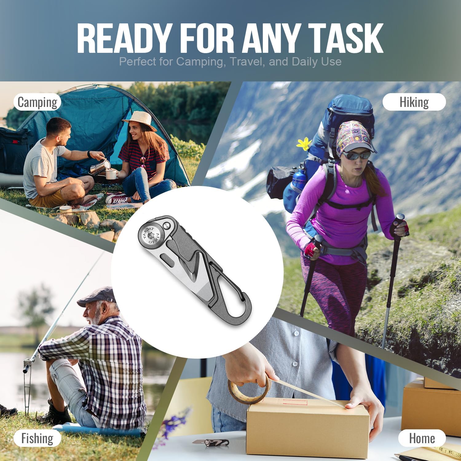 TACRAY Vinto 5-in-1 Titanium Small Pocket Knife – Ultra-Light Mini EDC Multitool Utility Knife with Folding Blade, Seatbelt Cutter, Bottle Opener & Screwdriver, Compact Everyday Carry