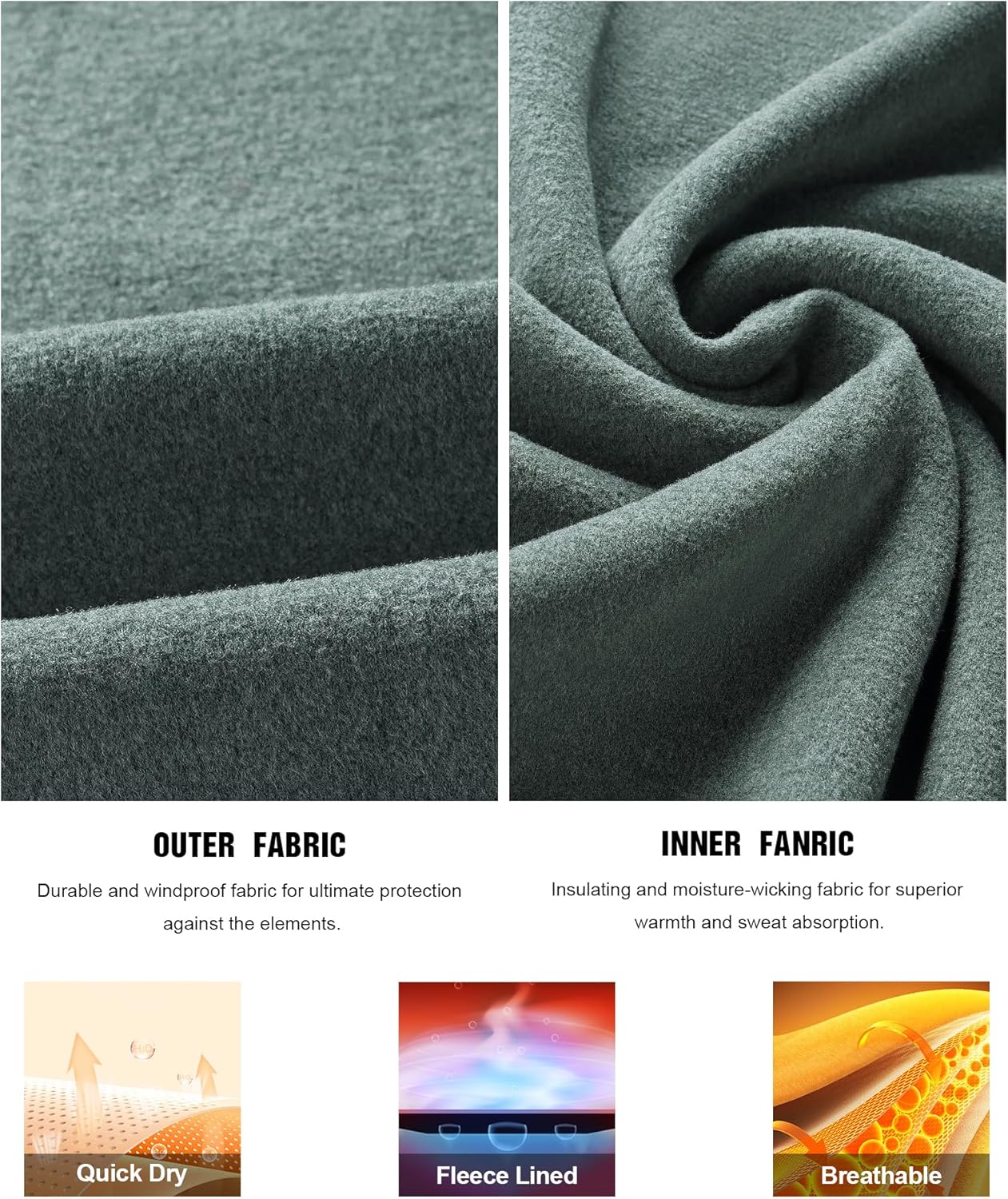 Runhit Mens Thermal Underwear Set:Fleece Lined Long Johns for Men Thermal Shirts and Pants Base Layer Cold Weather Thermals - Image 3