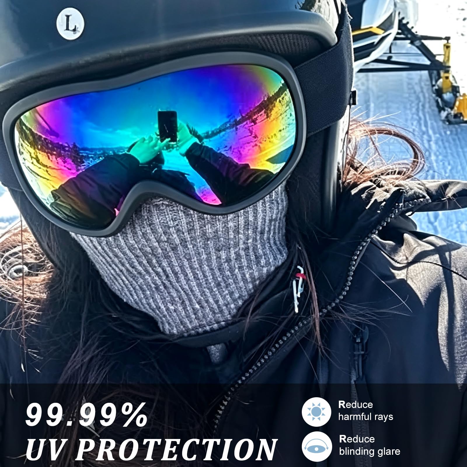 AVV OTG Occhiali da sci per uomo e donna con lenti anti-appannamento a doppio strato, UV400 Snow Goggle per snowboard motoslitta, pattinaggio
