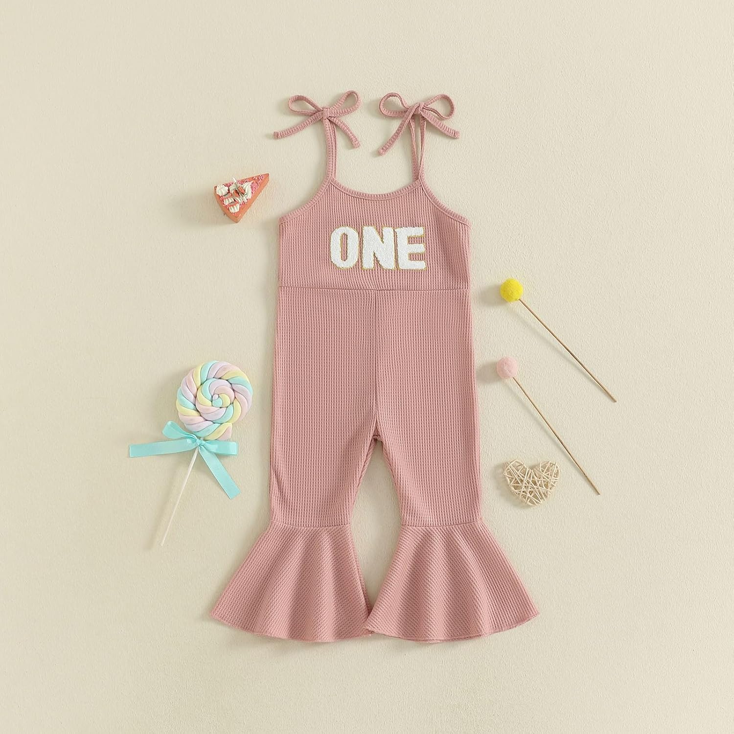 BULINGNA Kids Toddler Baby Girl Birthday Outfit Sleeveless Number Embroidery Knit Jumpsuit Flared Pants Birthday Clothes 1-6T - Image 7