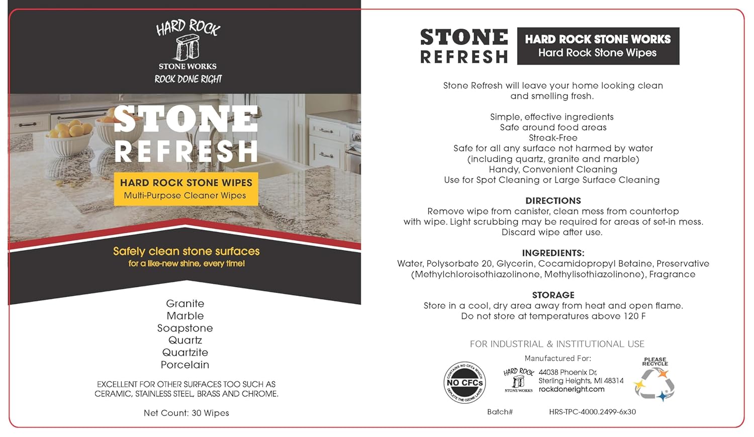 Stone Refresh Wipes - Lemon Scent