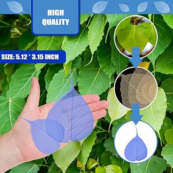 Natural Skeleton Leaves for Resin, 42PCS Blue Real Dried Pressed Dry BodhiSkeleton Leaf for Resin Mold Art DIY Craft Candle Making Phone Case Home Wedding Decor
