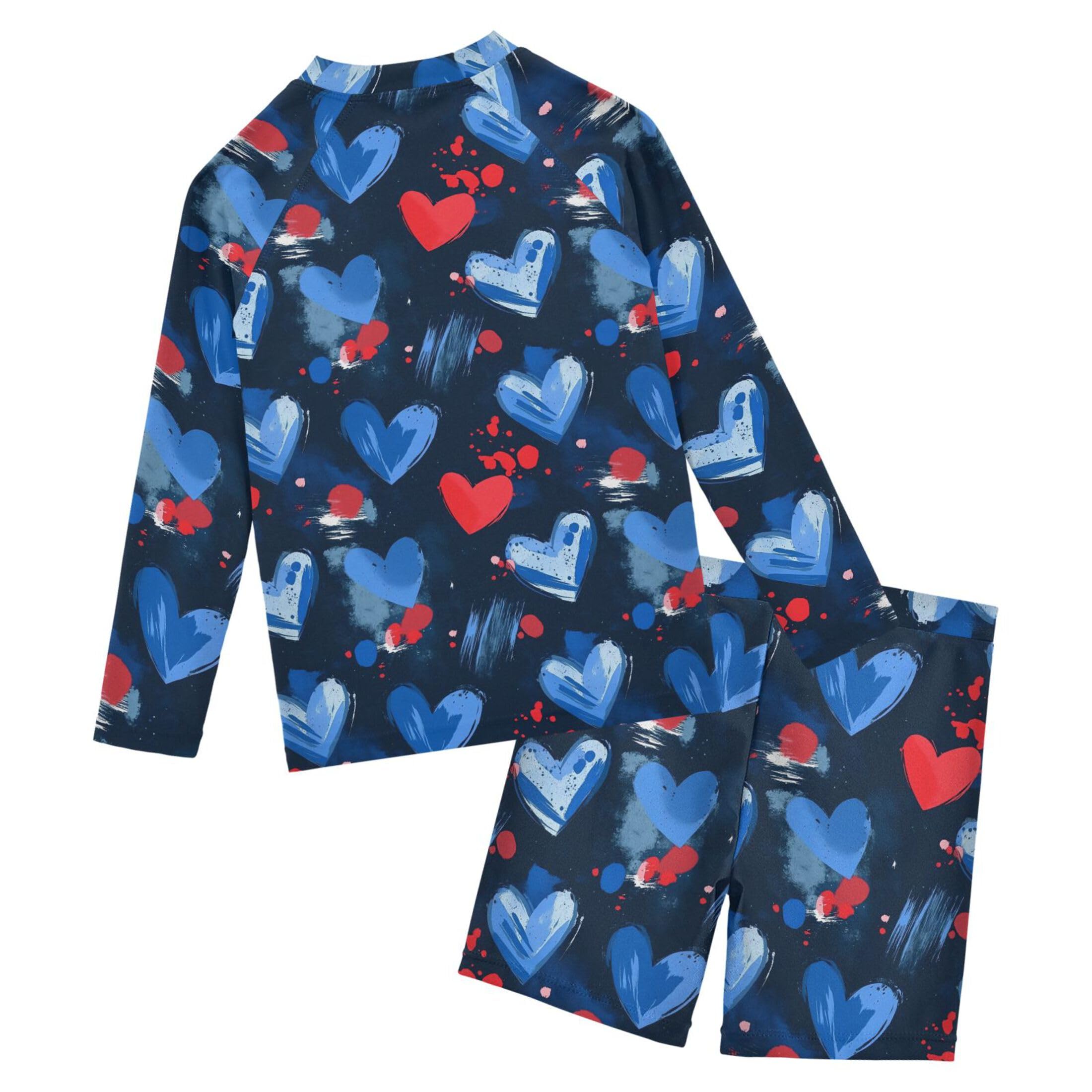 Blue Red Love Baby Boys' Toddler Long Sleeved Rashguard Swim Bathing Suit Set B0404878