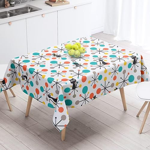 Miniatura 34 de Mantel floral retro de los años 70, decoración de fiesta de cumpleaños, mantel de plástico lavable para comedor, cocina, decoración de fiesta de