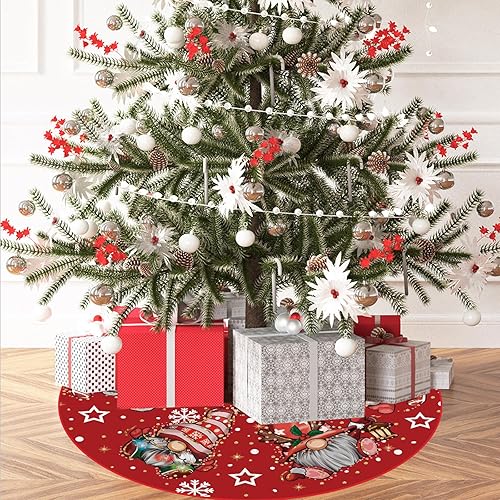 Miniatura 2 de Falda de árbol de Navidad, falda de árbol de Navidad, gnomos con purpurina, copo de nieve, falda de árbol de invierno de 36 pulgadas para decoración