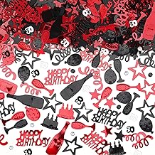 GoldRock Konfetti 50. Geburtstag Männer Frauen, Tischdeko 50 Geburtstag Frau Schwarz Rot, 50 Geburtstag Männer Deko, Streudeko 50er Geburtstag Mann, Confetti Geburtstagsdeko 50, 50. Geburtstag Deko