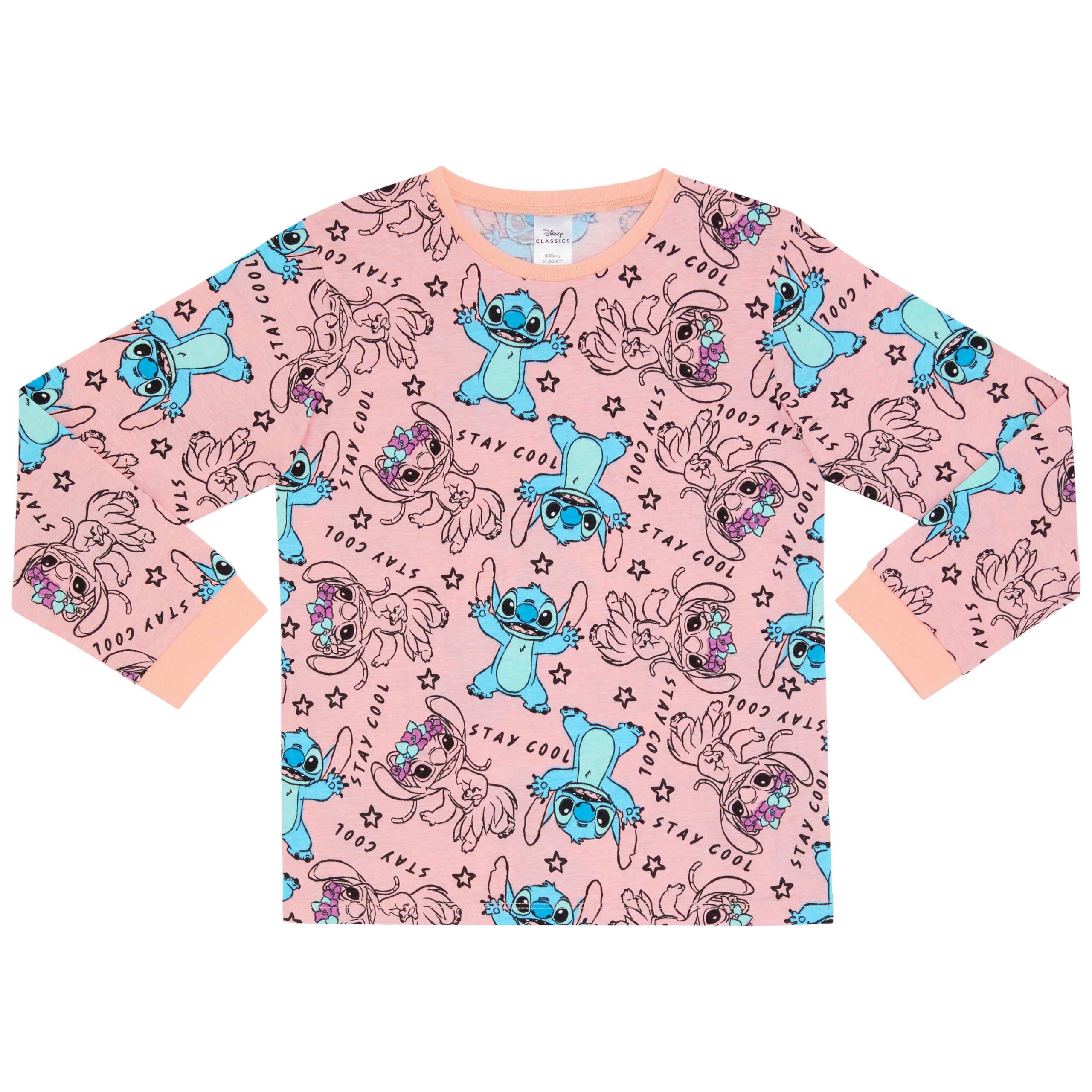 Disney Lilo & Stitch, Angel - Paquete de Tres Camisetas de Manga Larga 100% Algodón Peinado