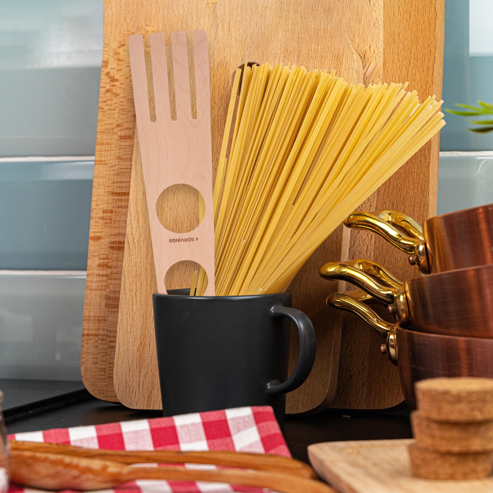 Alipis 4 Portion Spaghetti Measurer Pasta Portion Control Gadgets Wooden Pasta Measuring Tool for Kitchen Use