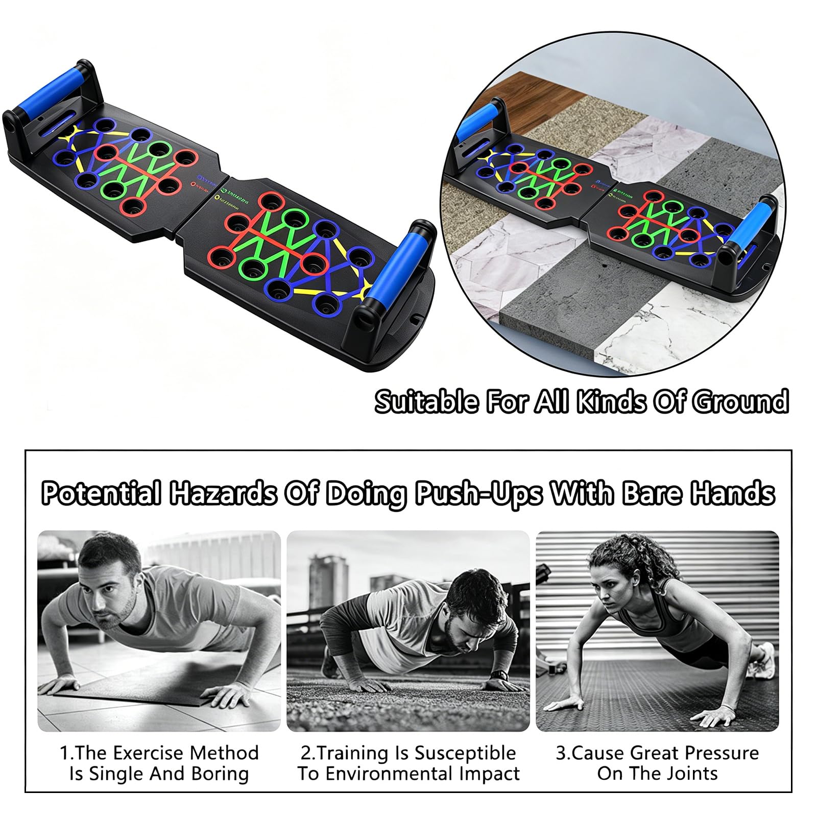 Push Up Bordo 14 in 1 Multi-Funzionale Pushup Stand Sistema per Le Donne degli Uomini, Portatile Push Up Bar, Uomo Palestra Allenamento della Forza Push up Maniglie