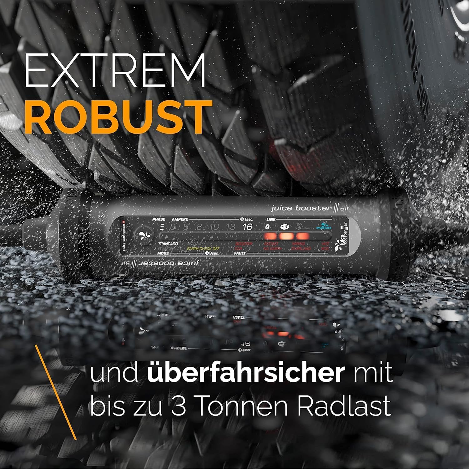 Juice Booster 3 air - Wallbox 11 kW mit App & Stromzähler, Typ 2 Ladekabel, klein, flexibel, wasserdicht & überfahrsicher, Adapter für alle Steckdosen - Made in Germany