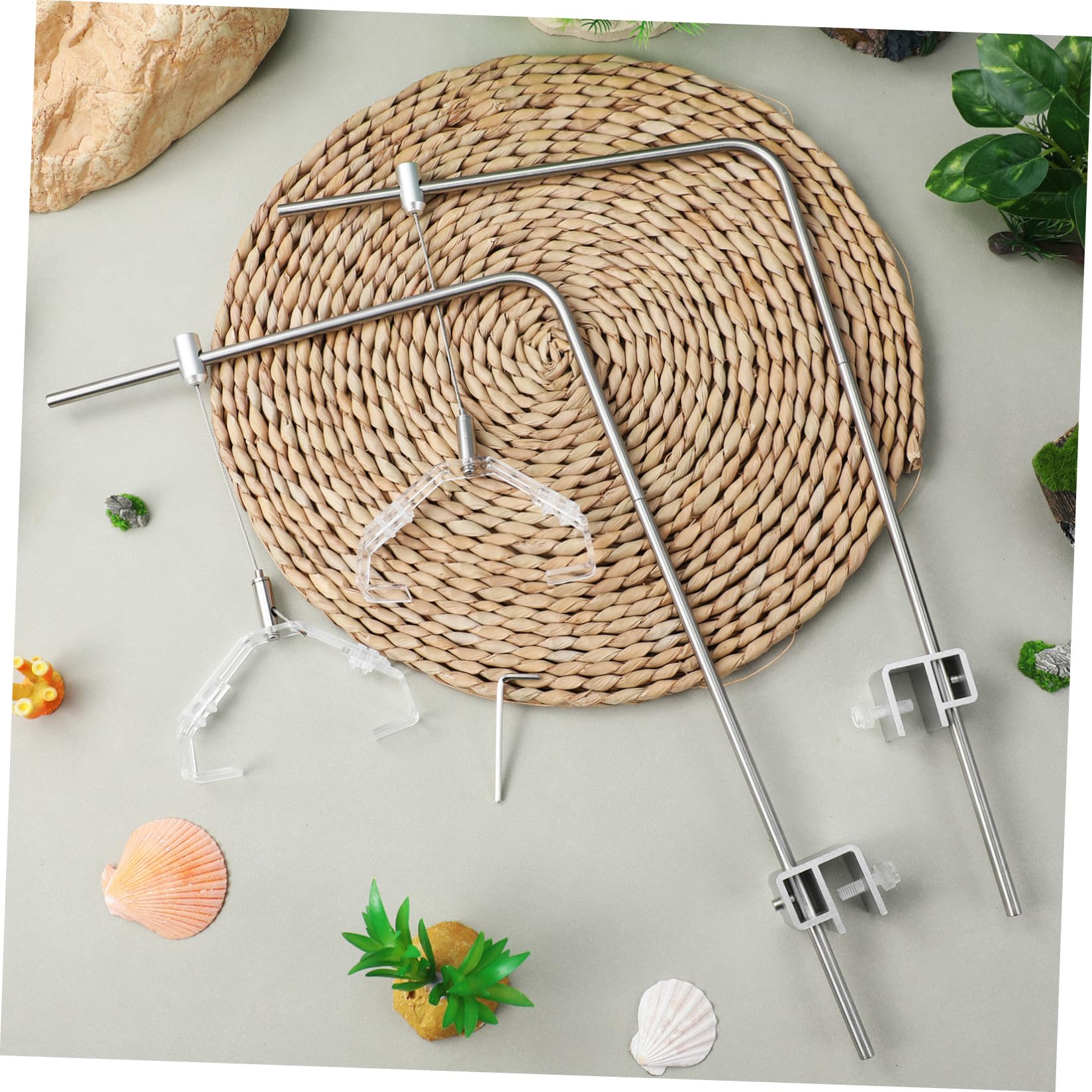 Generic Soporte de Iluminación Ajustable para Peceras de Aleación de Aluminio, 2 Piezas de 25x40 Cm 4 Varillas y Pinzas Cristal para Acuarios de Agua Dulce y Salada, Accesorio Versátil
