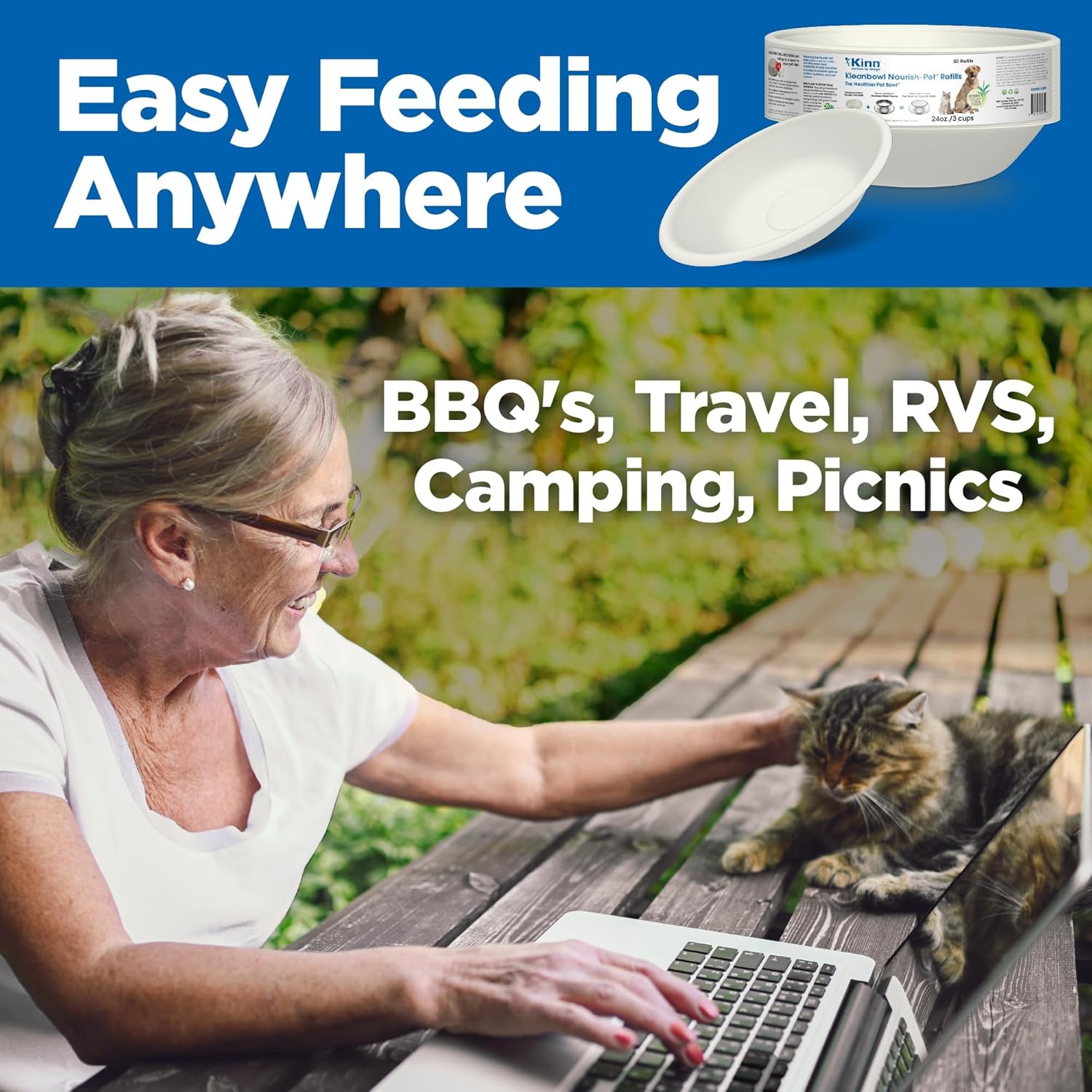 Kinn Whisker Fatigue Cat Bowl, Compostable & Disposable for Food & Water, 24oz (1 Pk) Whisker Friendly Cat Dish for Owners Needing Convenience and Cleanliness in a Pet Bowl