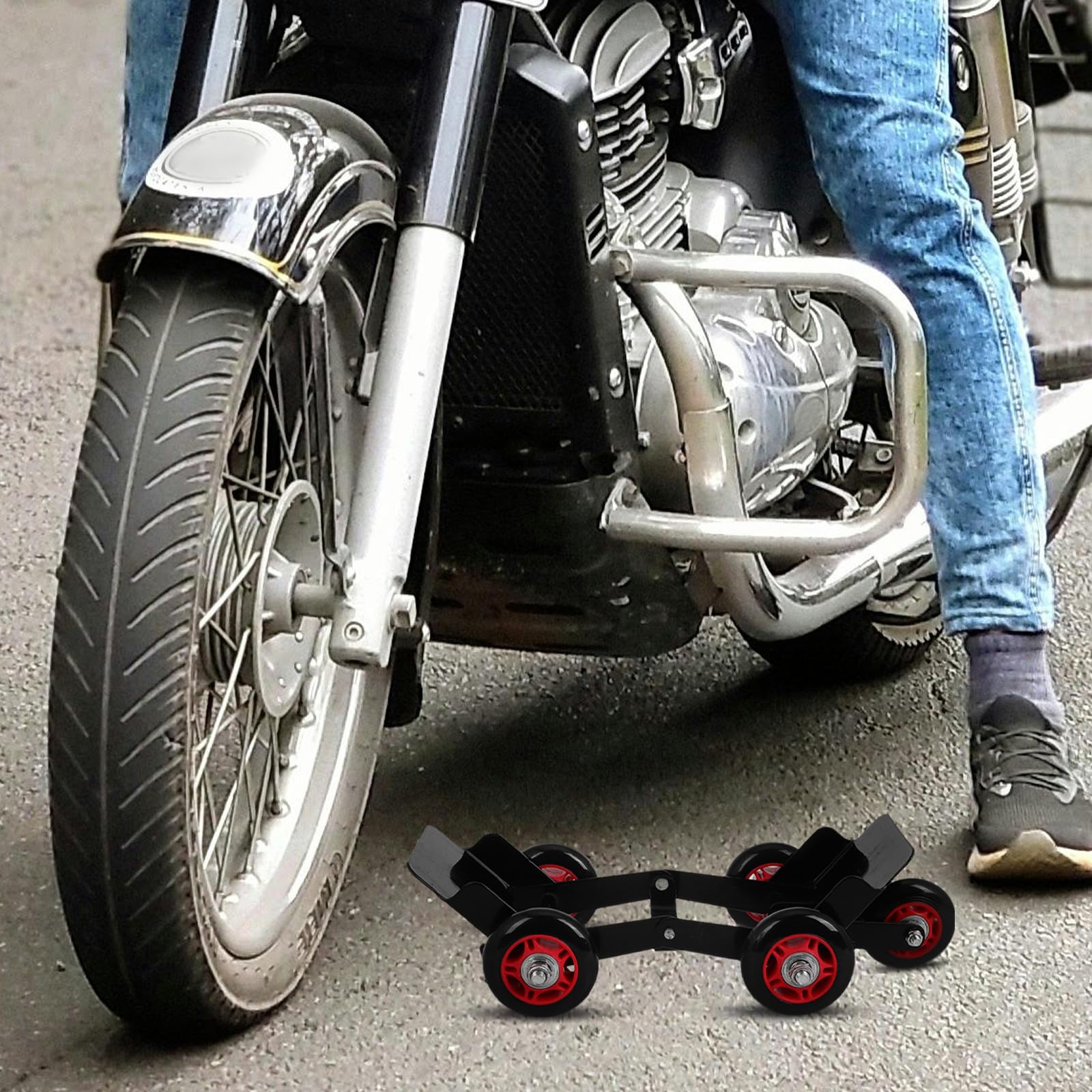 Carrito Elevador de 5 Ruedas de Hierro y Goma para Mover Vehículo