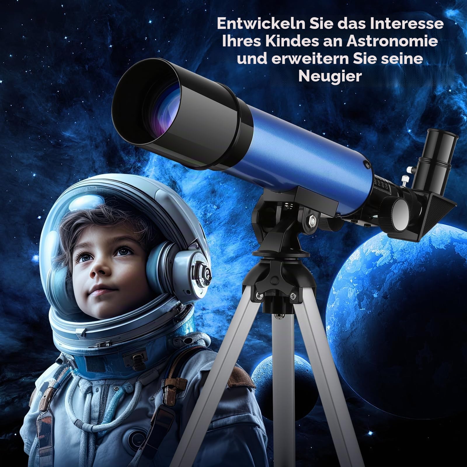 Cowiewie Teleskop für Kinder Teleskope Outdoor Weltraum Astronomie Anfänger Enthält Zwei Okulare Tragbares Refraktor Spektiv mit Stativ Geschenke