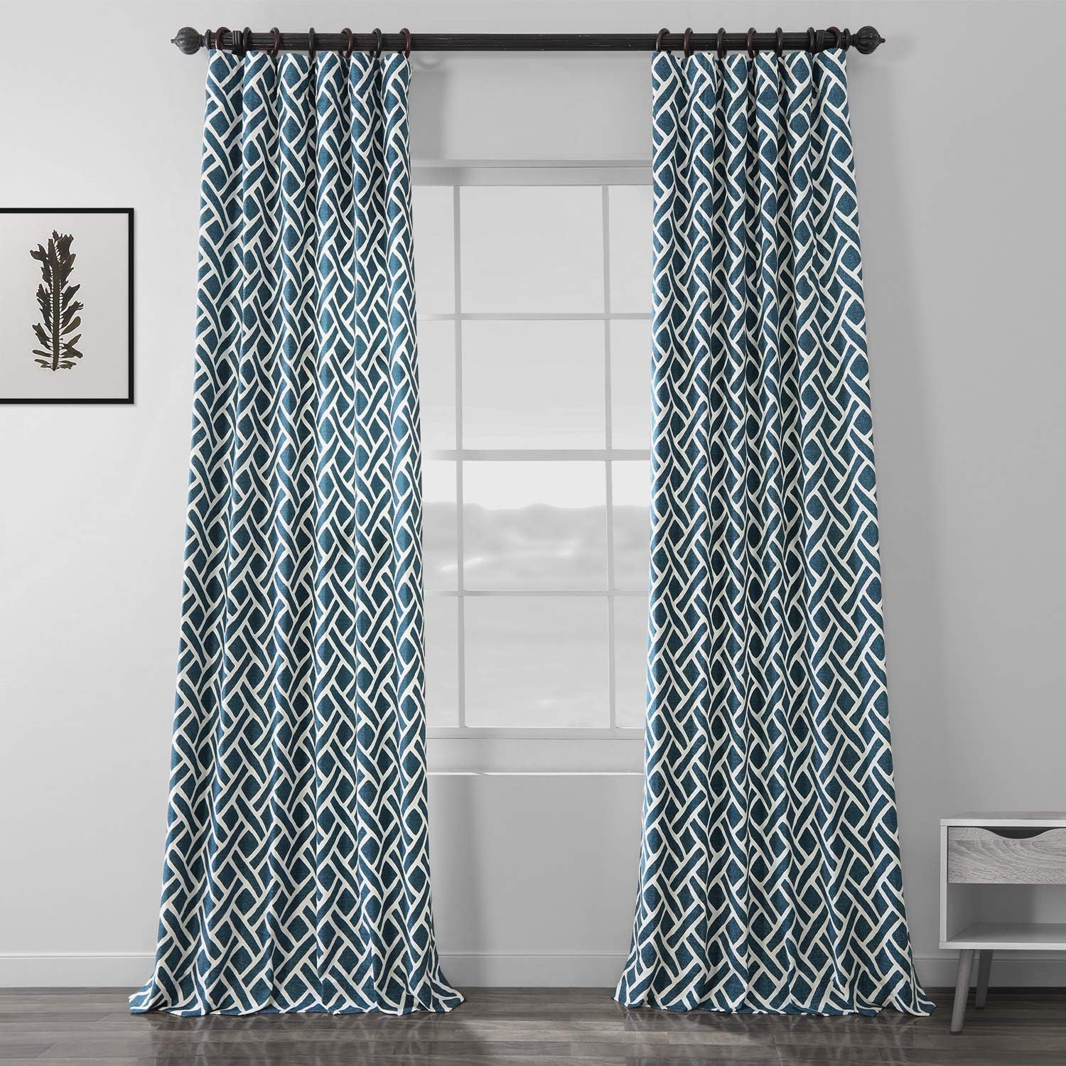 HPD Half Price Drapes Oda Dekorasyonları İçin Baskılı Pamuklu Perdeler 50 X 108 (1 Panel), PRCT-D07D-108, Martinik Mavisi