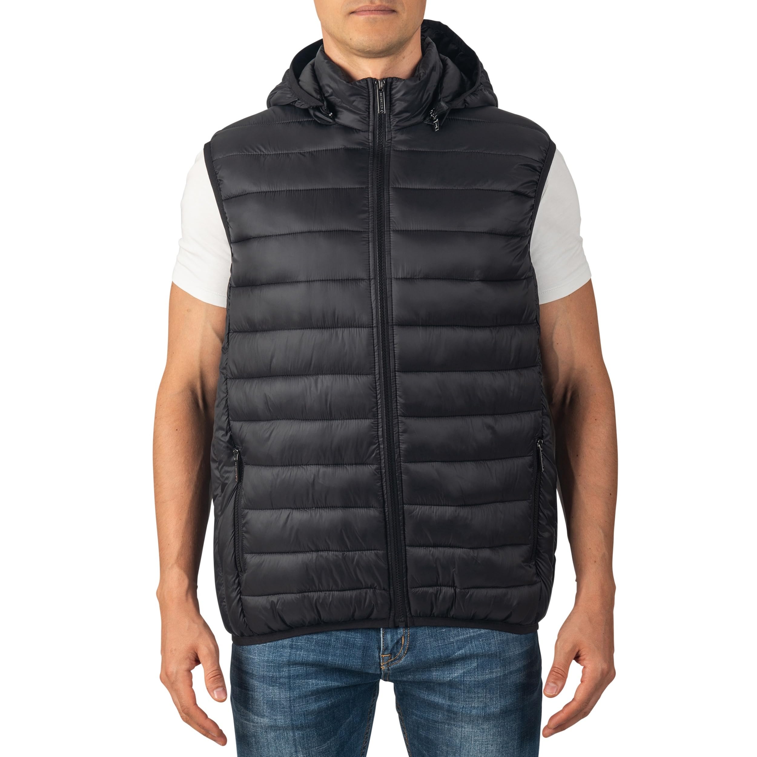 Alpine Swiss Gage - Piumino da uomo in piumino, leggero, ripiegabile, impermeabile, trapuntato, senza maniche, con cappuccio rimovibile