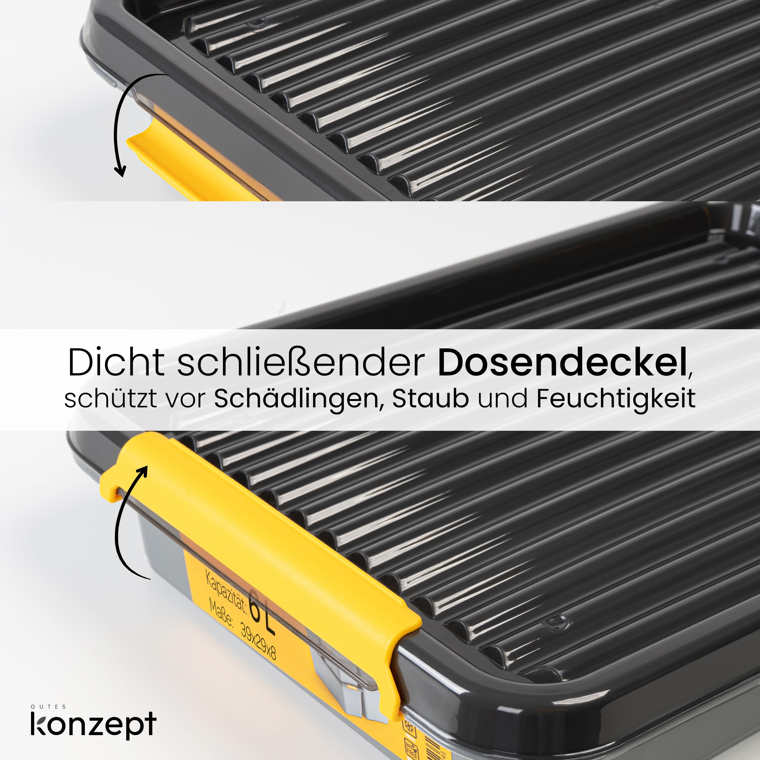 KONZEPT Boîte de rangement 15L avec couvercle, lot de 2 boîtes de rangement pour cave, atelier, garage, boîtes empilables en différentes tailles