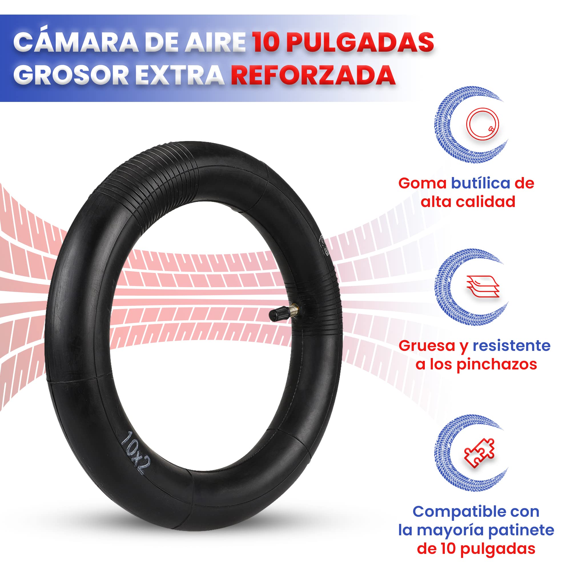 ANSENI Cámaras de Aire 10 Pulgadas Reforzada para Patinete Eléctrico Xiaomi 4, 2 Unidades