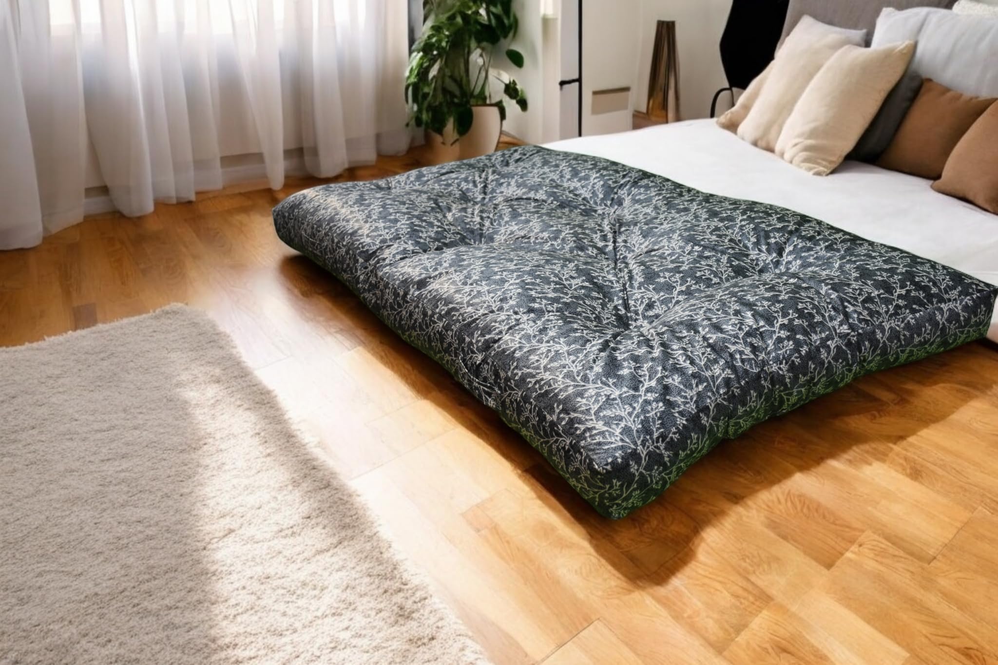 Drokona PlushCore Regal Wave Soft Cotton Filled Quilt Mattress Gadda Soft & Reversible,Pure Cotton Fabric,Firm Gadda for Floor & Bed, (72 x 36 x 4 Inches,) |Perfect for a restful Night's Sleep|