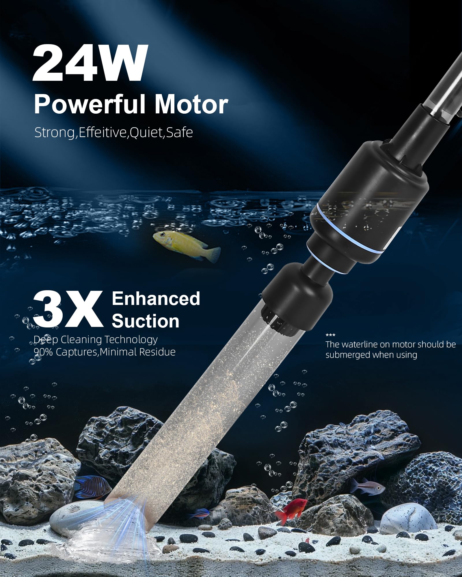 Aspirateur à gravier pour aquarium - Pompe à siphon - Changeur d'eau - Nettoyeur de sable - Outils de nettoyage pour aquarium - Filtre à eau