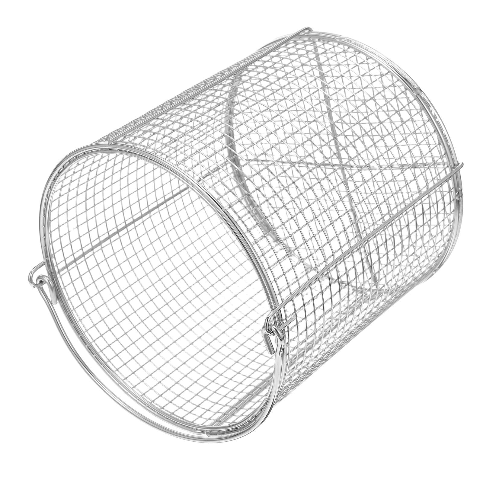 Generisch Reinigungskorb und Präzisem Lochdesign Hitzebeständig Runder Metall Wäschekorb Edelstahl mit Schwingendem Griff für Schallreiniger und Laboranwendungen für Präzise Teile
