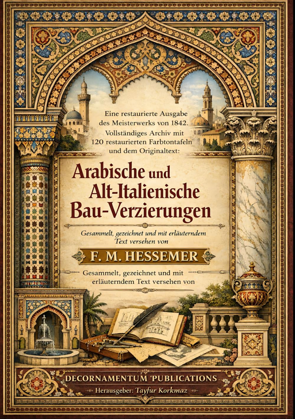 Eine restaurierte Ausgabe des Meisterwerks von 1842. Vollständiges Archiv mit 120 restaurierten Farbtontafeln und dem Originaltext: Arabische und Alt-Italienische Bau-Verzierungen.