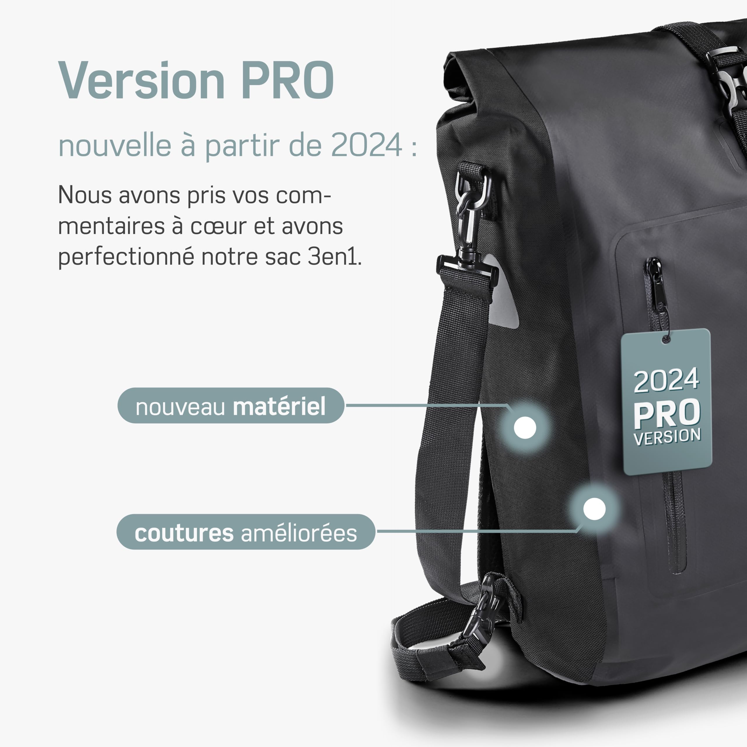 Sacoche de vélo Borgen pour Porte-Bagages I 25 L - 100% imperméable - Poignée et bandoulière - Sacoches arrière de vélo, sacoches de vélo pour Porte-Bagages, Sacoche pour Porte-Bagages