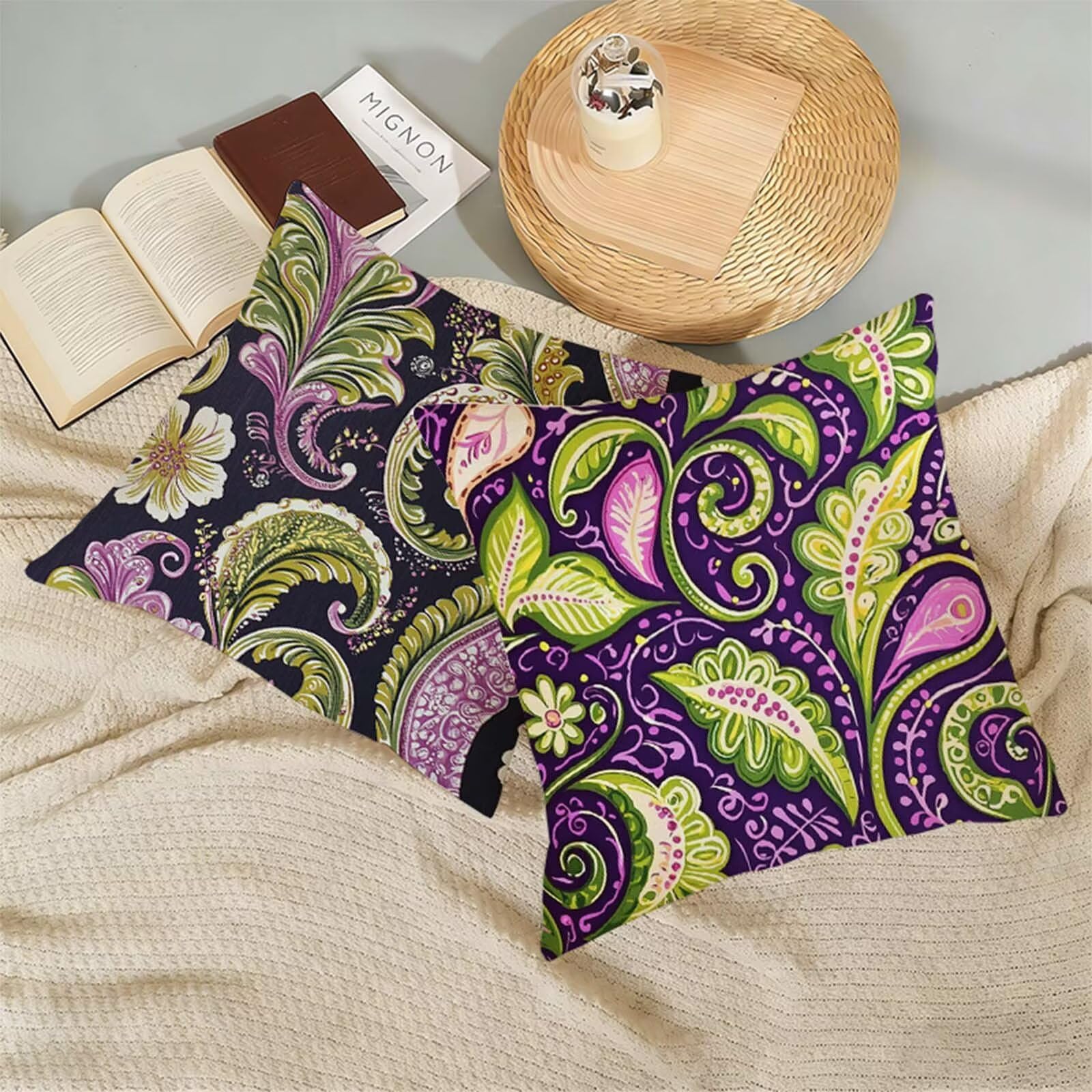 Housse Coussin 80 x 80 CM Violet Lot de 2,Usine Housse de Coussin Lin,Doux Confort Taies d'oreiller Imperméable Extérieur,Fermeture Éclair,Lavable en Machine,Canapé,Chambre,Fauteuil,Cadeaux X-628