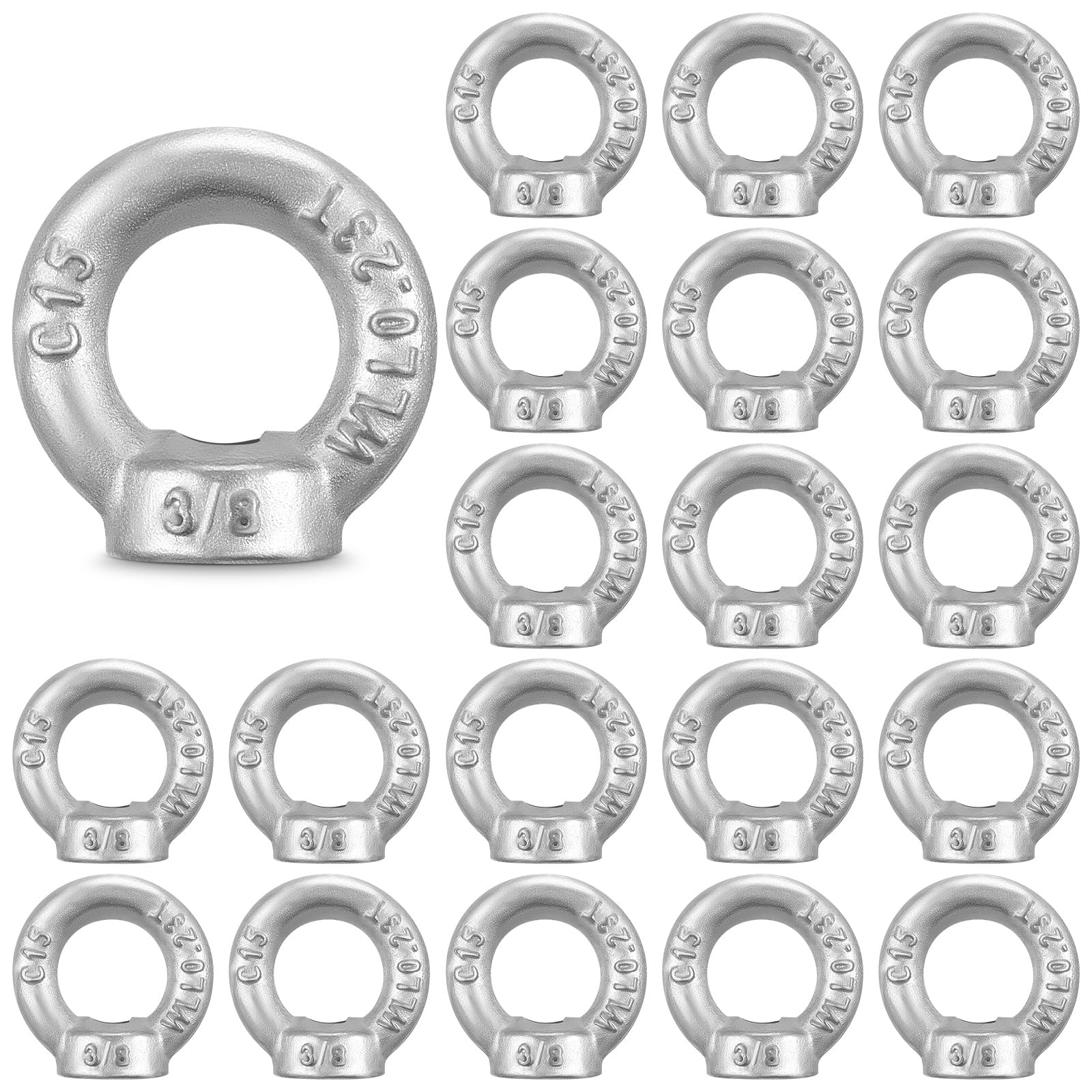 Fumete 20 dadi a occhiello, 1 cm-16 goccia forgiato galvanizzato di sollevamento dado dell'occhio, bullone di sollevamento resistente, peso 229,5 kg