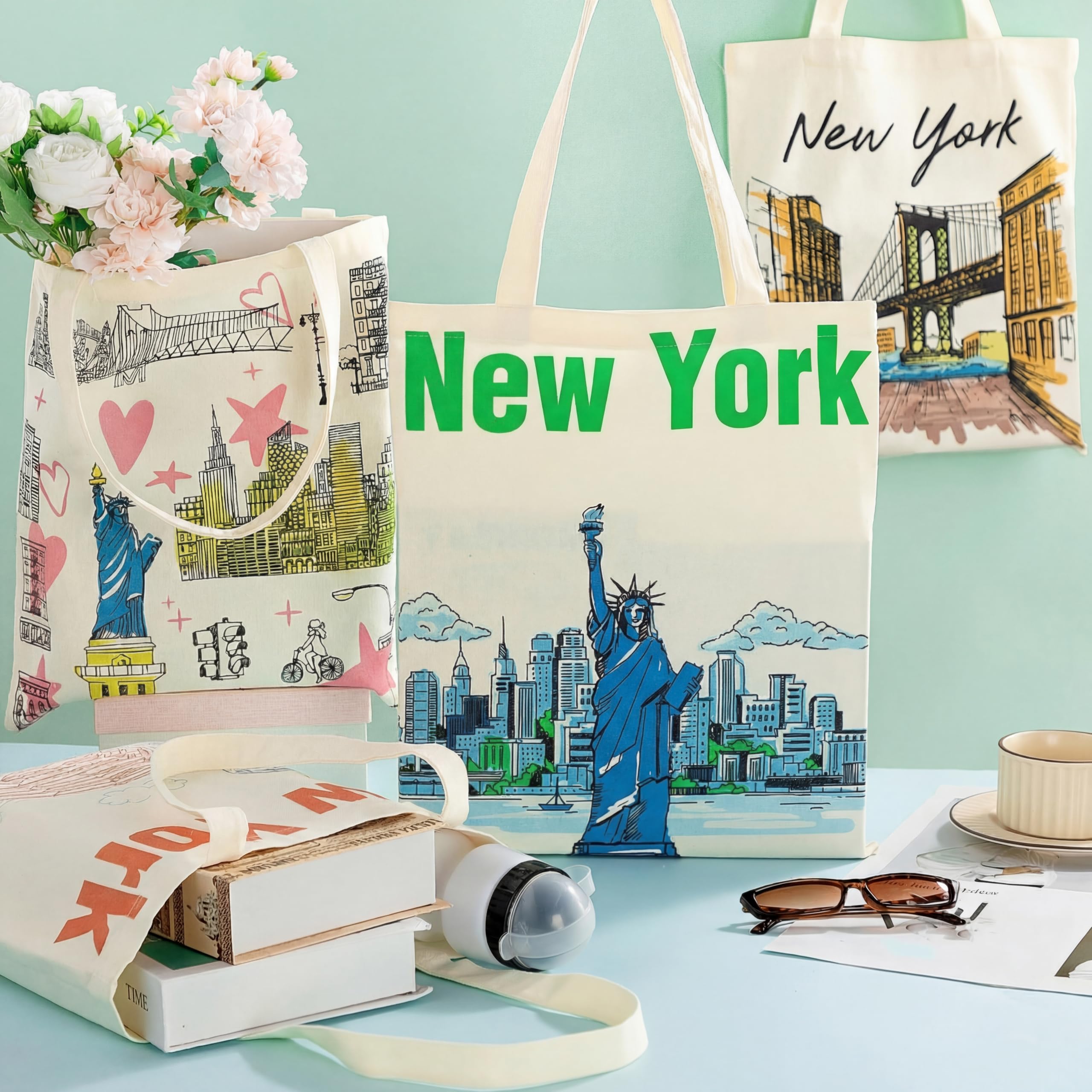 Paterr 6 bolsas de lona para mujer, regalo de recuerdo, estilo Nueva York