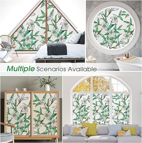 Miniatura 9 de Coavas Película de privacidad para ventana de vidrieras adhesivas Película decorativa para tintado de ventana para el hogar, película de vidrio
