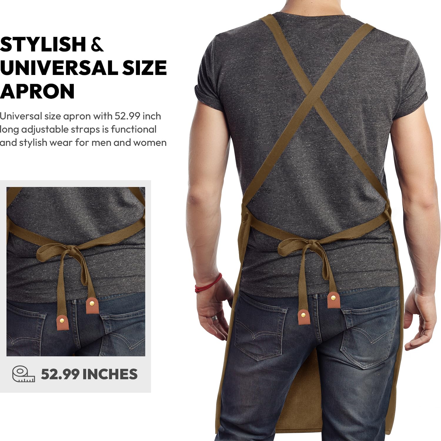 Carrotez Cotton Cross Back Adjustable Apron, Barber Apron with Pockets, Canvas, M-XXL, Cappuccino
