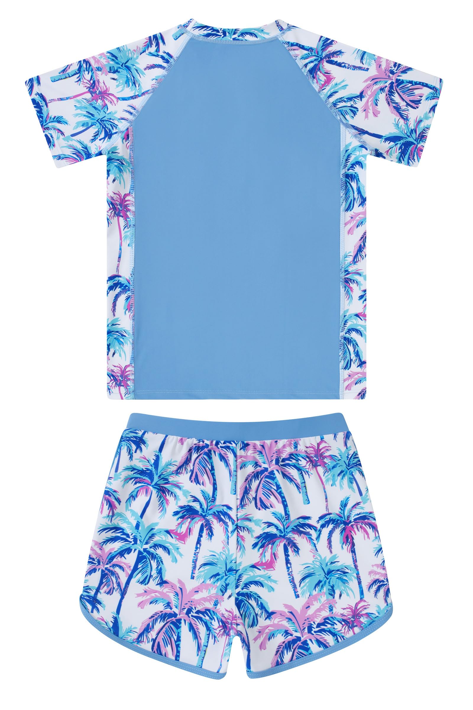 Fanient Maillot de Bain Deux Pièces pour Filles Protection Solaire UPF 50+ Séchage Rapide Manches Courtes Imprimé pour Enfants de 8-14 Ans