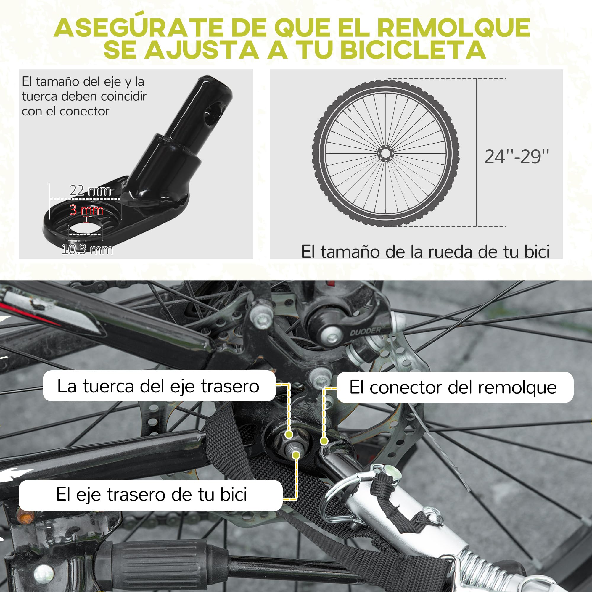 HOMCOM Rimorchio per bicicletta per bambini dai 18 mesi in su, 2 posti, con cintura di sicurezza, vano portaoggetti e sistema ammortizzatore, 140 x 88 x 90 cm, verde