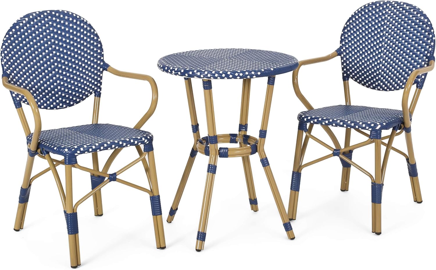 Christopher Knight Home Paul Bistro Set, Dark Teal + White + Bamboo