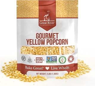 Great River Milling Gourmet Yellow Popcorn Kernels | Non-GMO Premium Popping Corn | Naturally Gluten Free, Large, Fluffy, Crunchy Popcorn for Stovetop, Air Popper, Whirley Pop, Theater-Style | 3 Lb