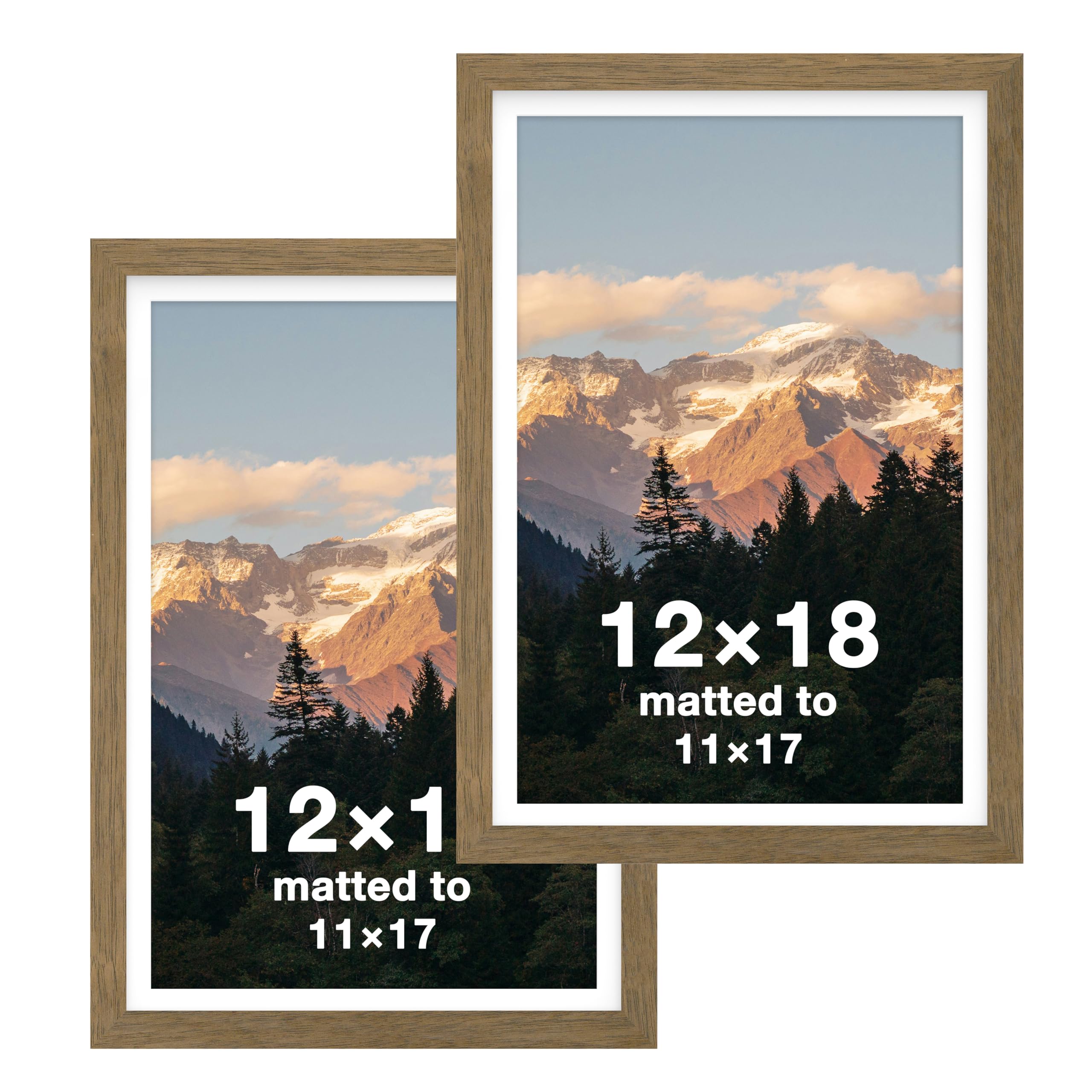 FrameWorks 2-Pack, 12x18 Matted to 11x17 Picture Frame, Dark Oak