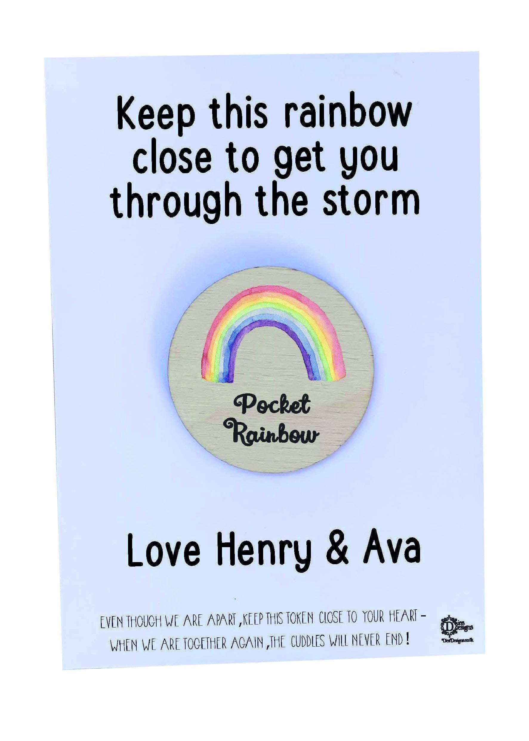 Wooden token Pocket Rainbow Pocket Hug gift DD1616