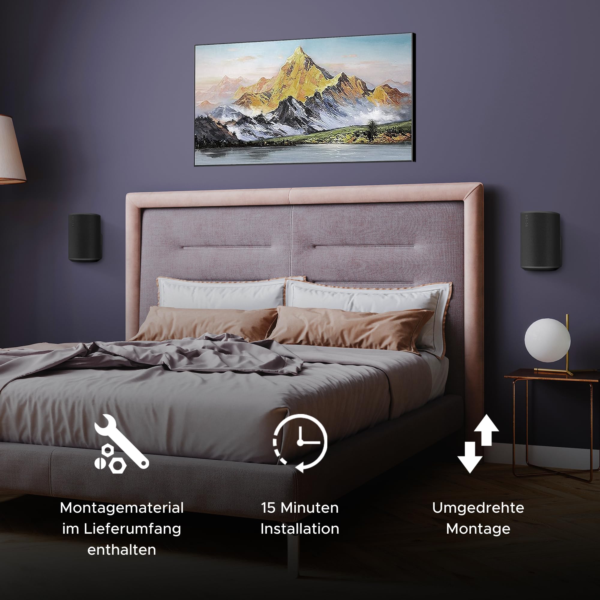 Sound bass ERA 100 Wandhalterung – Low Profile, Schwarz, Einzelstück, Kompatibel mit Sonos ERA100 & ERA 100 SL Lautsprecher, Komplett mit Befestigungsmaterial