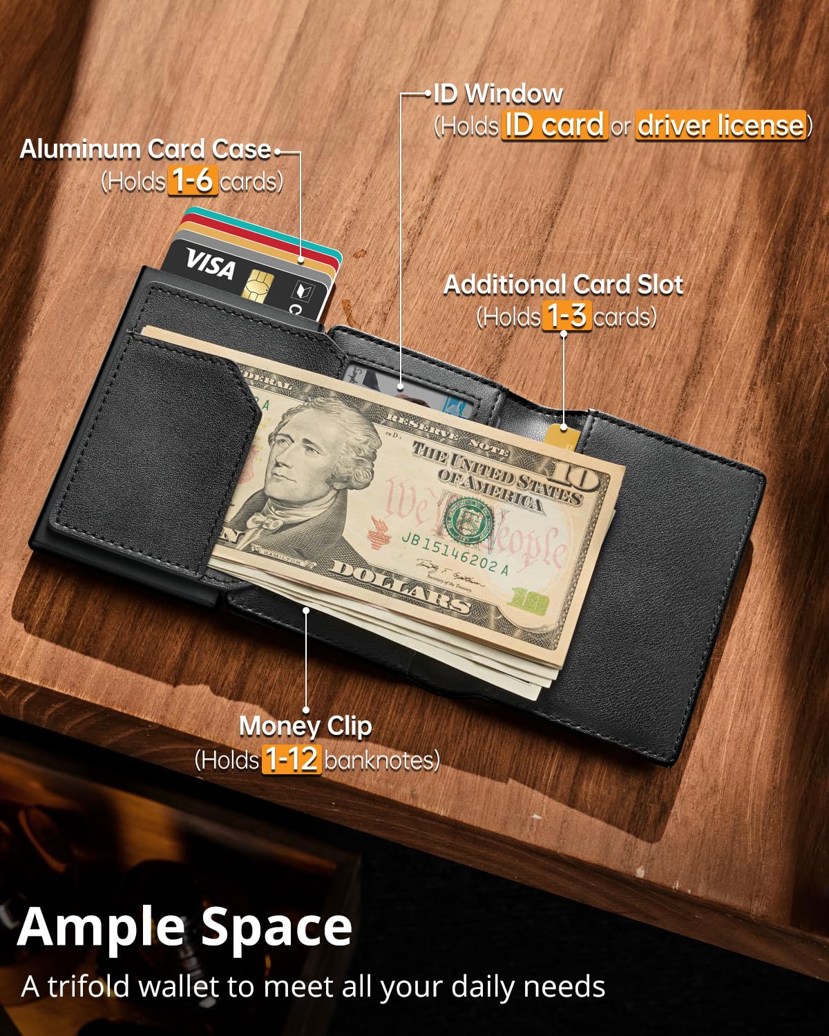 YESIIW Portafoglio Airtag per Apple Air Tag, Portafoglio Uomo con Blocco RFID Pop-up Porta Carte di Credito Uomo per 10 Cartes Portacarte Slim con Portamonete,(Nero)