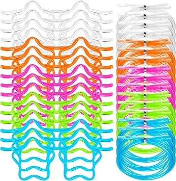 16PCS Silly Star Straws Glasses for Kids 5 Colors Novelty Drinking Straw Glasses Fun Loop Straws Eyeglasses in Cute Star for Adults Kids Annual Meeting Parties Birthday Plastic