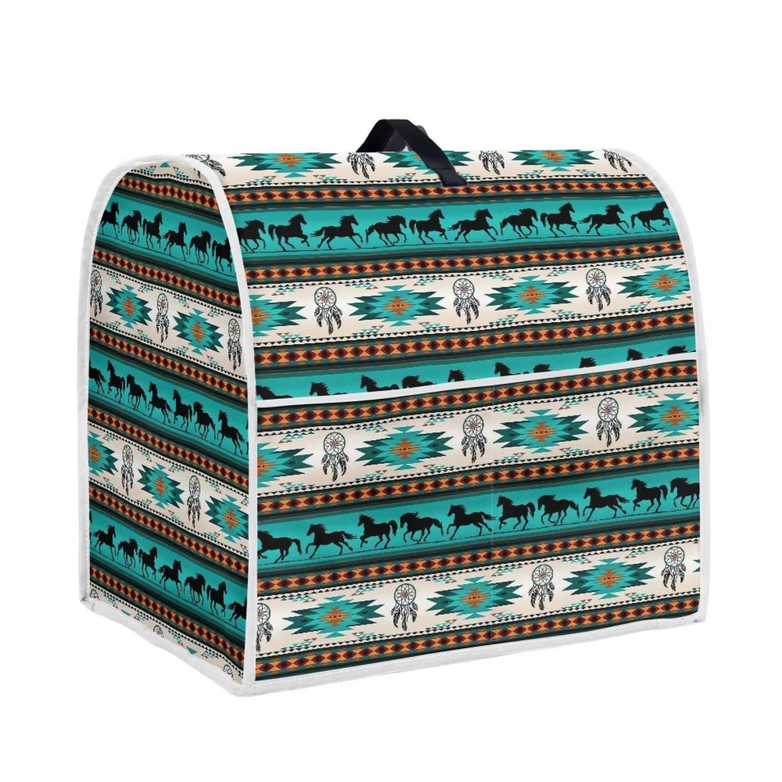 chaqlin Aztec Horse Print Stand Mixer Cover,Stain Resistant Washable Protective Cover Kitchen Mixer Cover with Pocket for Stand Mixer,Food Mixer Cover Kitchen Blender Cover